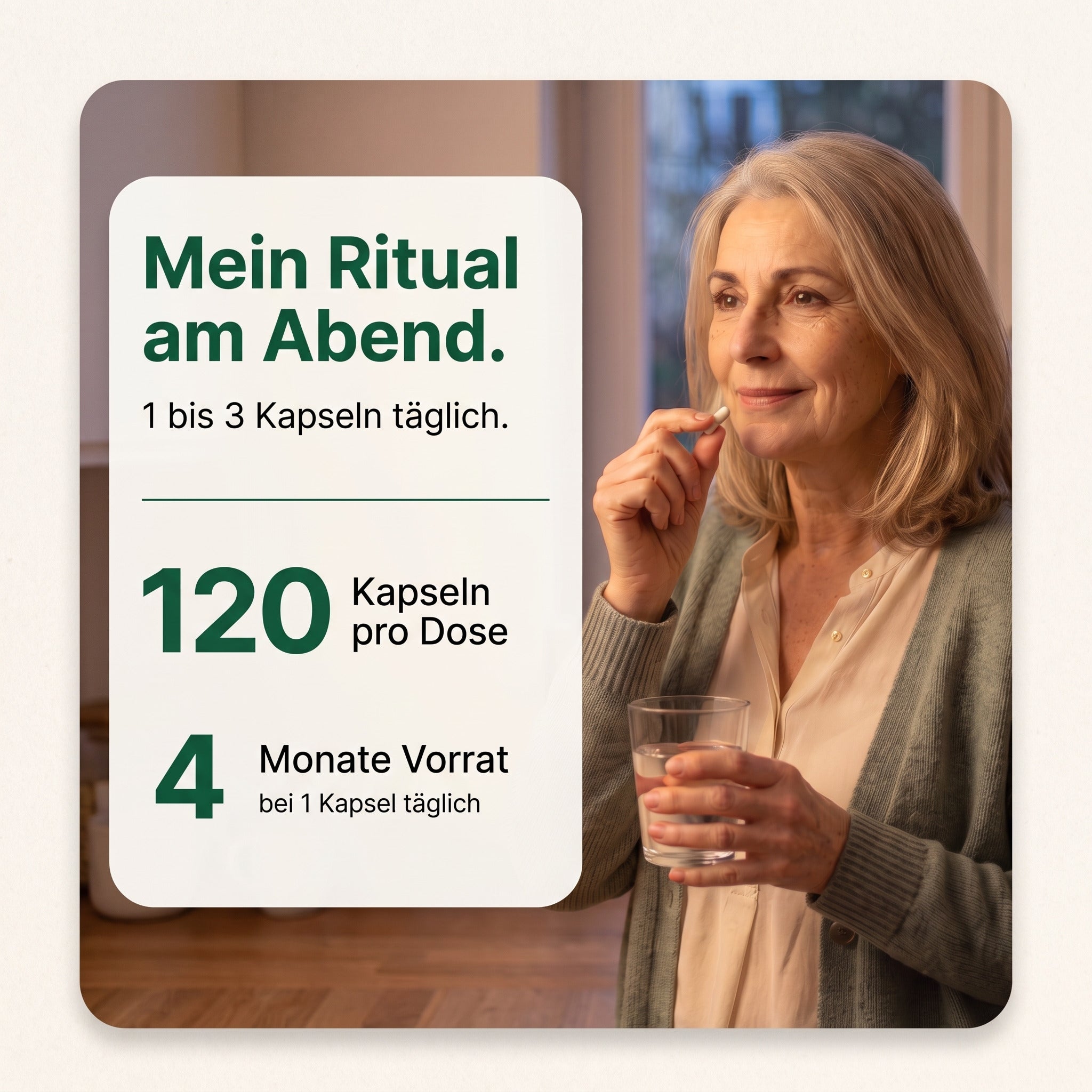 Einnahme Magnesium L-Threonat - 1 bis 3 Kapseln täglich, 120 Kapseln reichen 4 Monate
