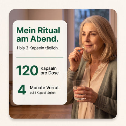 Einnahme Magnesium L-Threonat - 1 bis 3 Kapseln täglich, 120 Kapseln reichen 4 Monate