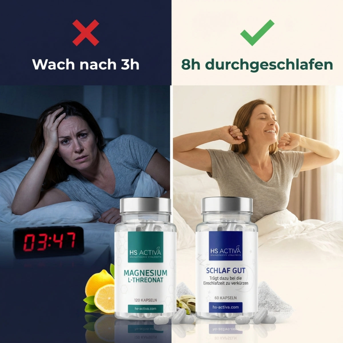 Schlaf Gut Set | Melatonin + Magnesium L-Threonat für ruhige Nächte