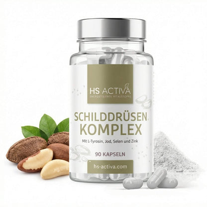 Schilddrüsen Komplex - 90 Kapseln mit L-Tyrosin, Jod, Selen und Zink