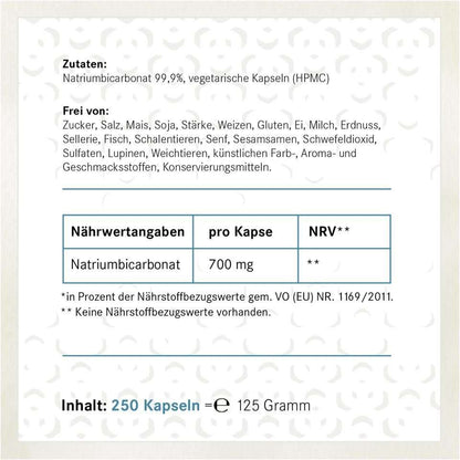 Die Zutaten unserer Natriumbicarbonat Kapseln