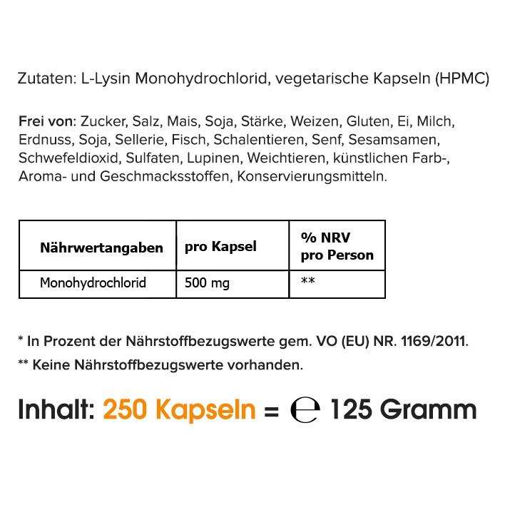 Die Zutaten unseres L-Lysin Monohydrochlorids