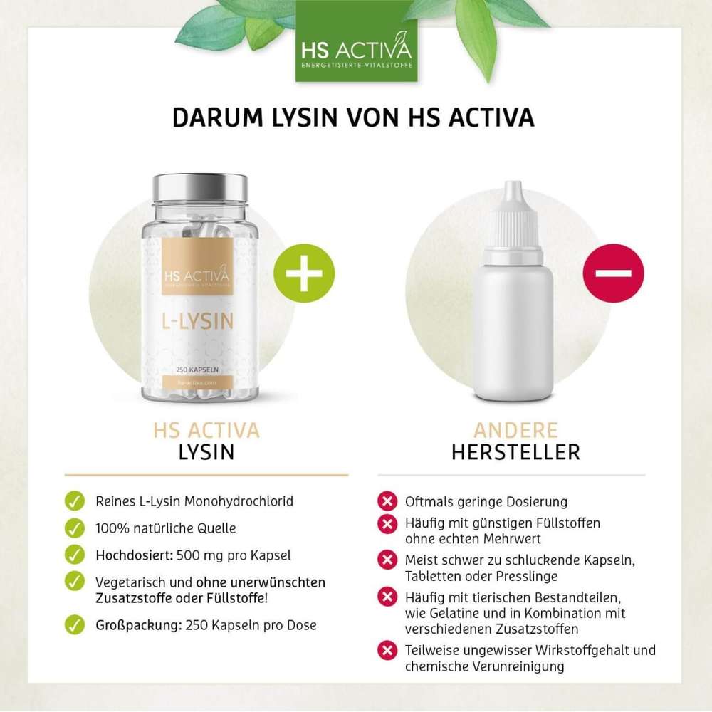 L-Lysin von HS Activa im Vergleich zu anderen Herstellern