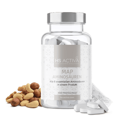MAP Aminosäuren kaufen - Produktbild HS Activa 300 Presslinge von Vorne
