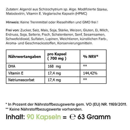 Omega 3 Algenöl Kapseln Zutatenliste