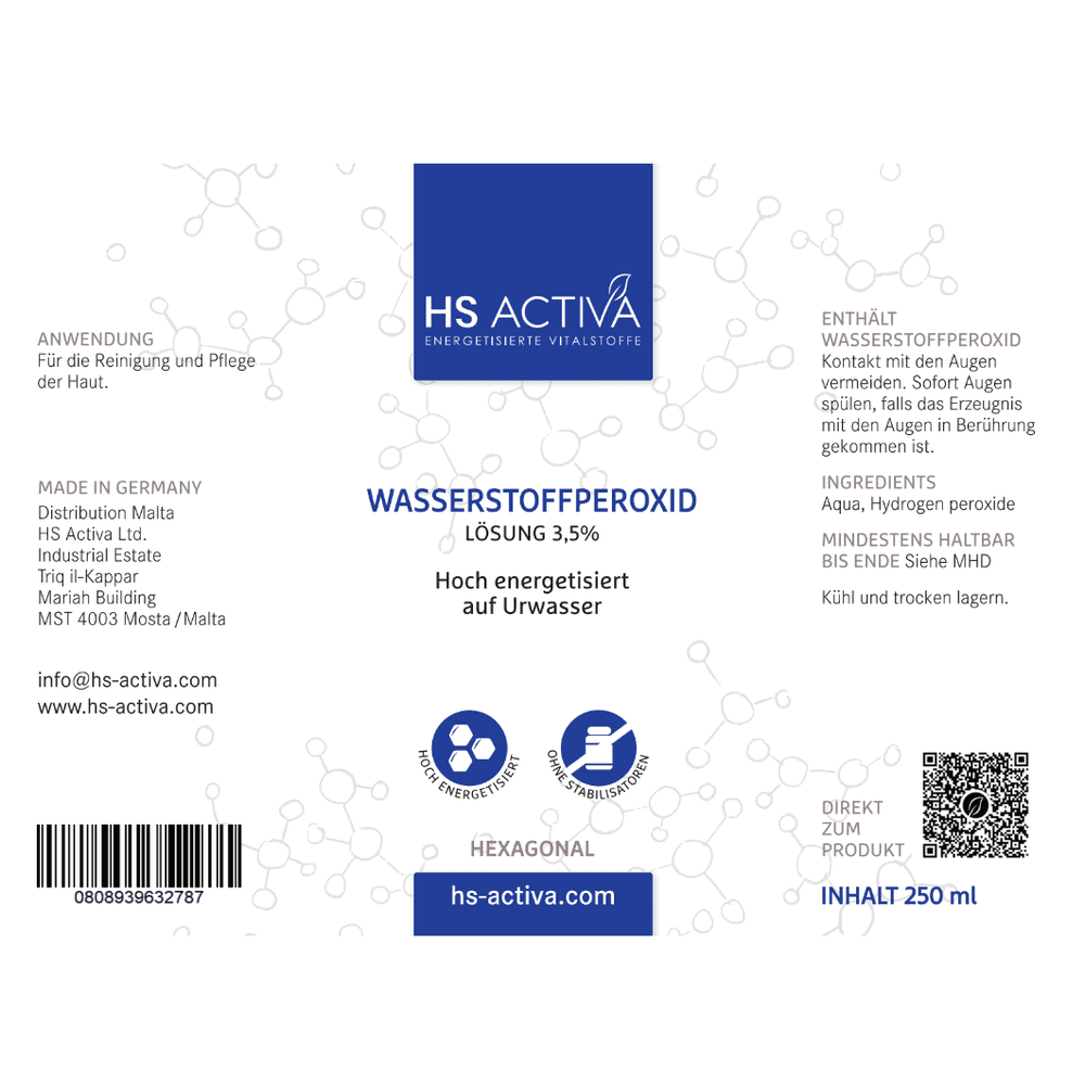 Wasserstoffperoxid ohne Stabilisator Label von HS Activa
