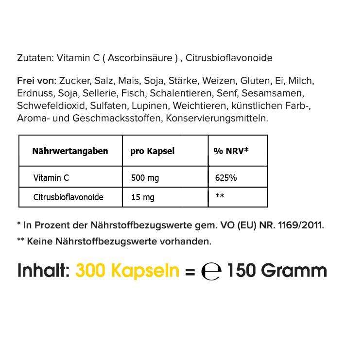 Zutaten unserer Vitamin C Kapseln