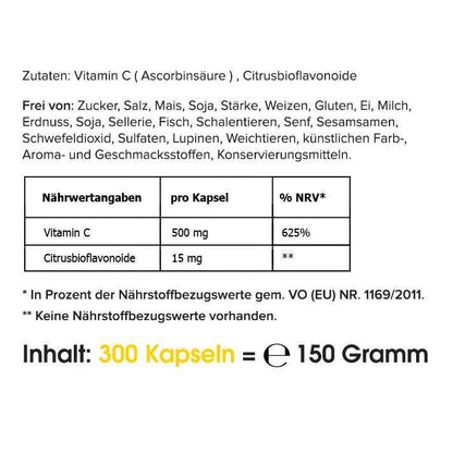 Zutaten unserer Vitamin C Kapseln