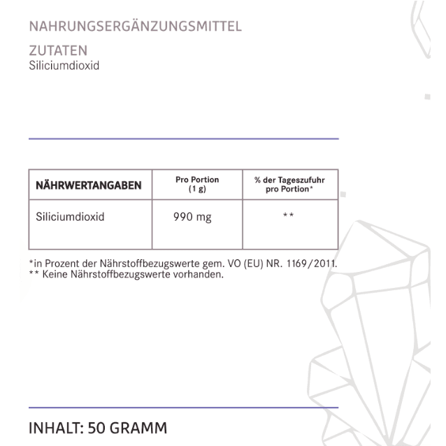 Zutatenliste Silicium Trinkpulver