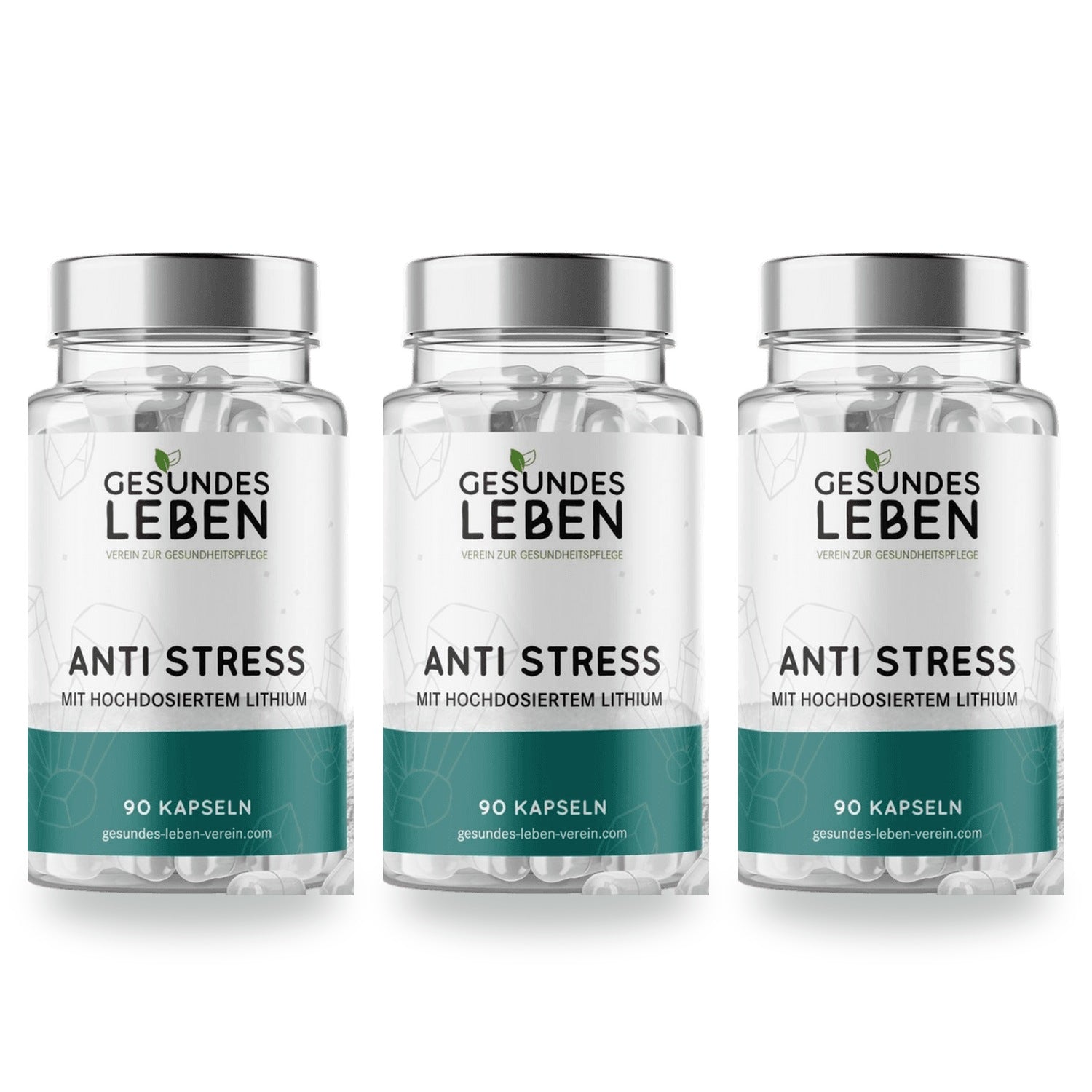 Gesundes Leben Anti Stress mit Lithium, 3 Dosen mit je 90 Kapseln