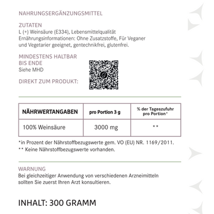 Weinsäure kaufen (Nierenstein A.D.E.) - 300 Gramm